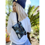 Adjustable 48" waist strap or wear crossbody.