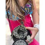 Island Bag Black Ata Sea Grass with Leather Strap and Batik Pouch Liner