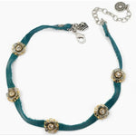 Leather Choker with Flowers