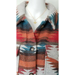 Oversized Aztec Inspired Geometric Print Jacket close up of details